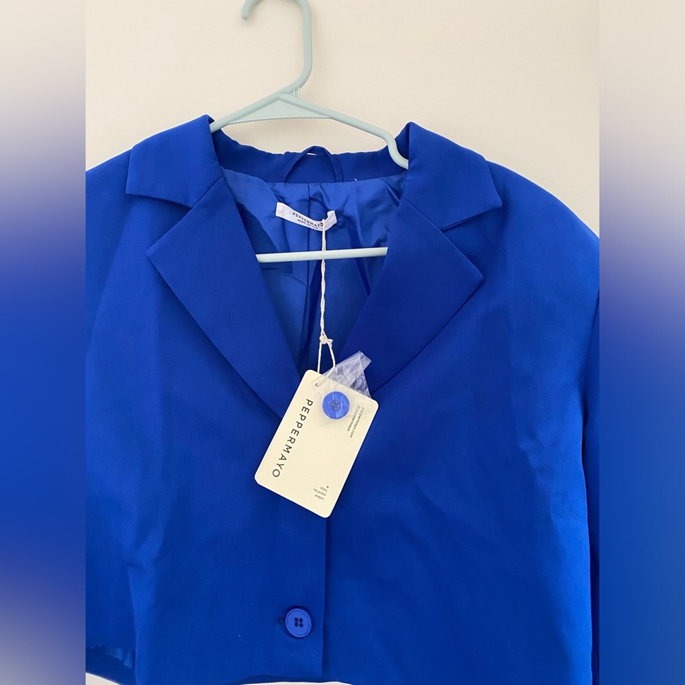Peppermayo Cute cropped cobalt blue blazer NWT - Picture 4 of 7